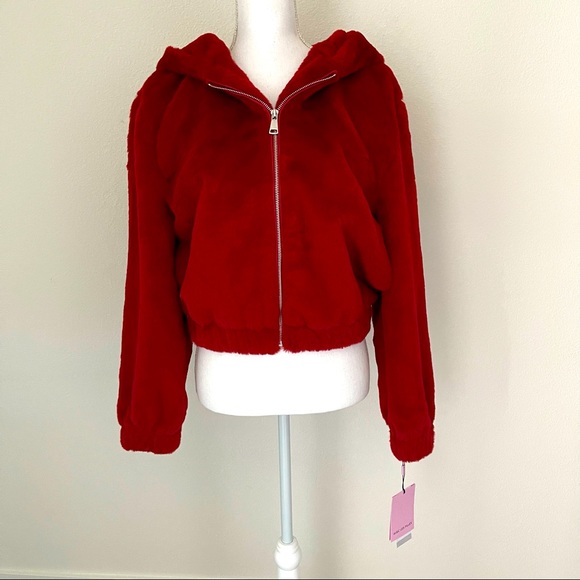 Avec Les Filles Cozy Faux Fur Crop Hooded Jacket - Picture 6 of 7